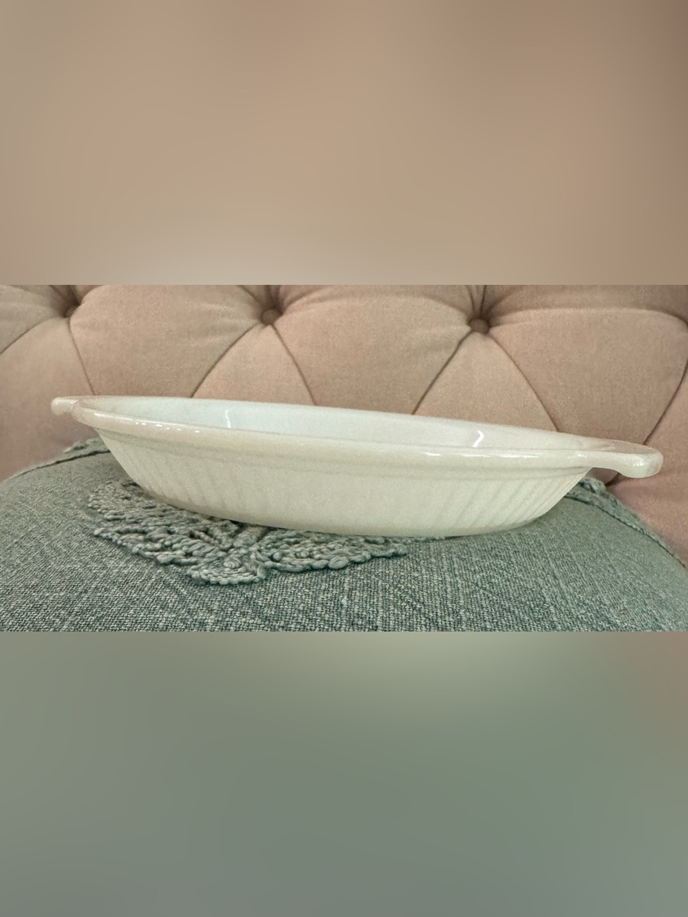 Fire King Anchor Hocking 1460 9” Milk Glass Pie Plate with Handles